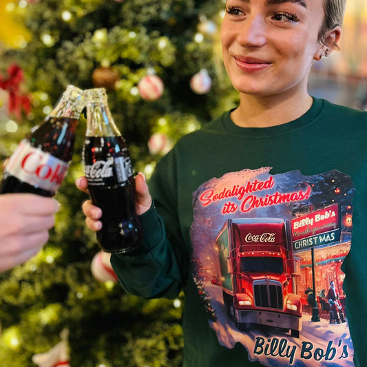 Festive Kids Green Sweater "Christmas Coca Cola Truck"