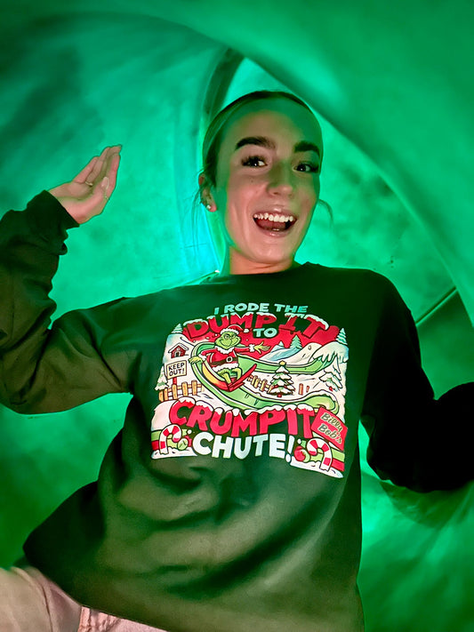 Festive Kids Green Sweater "I Rode The Dump It To Crumpit Chute"