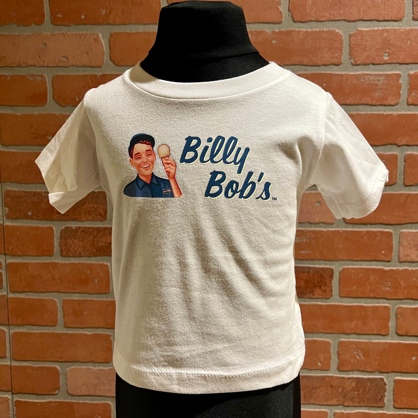 Kids Jersey Short Sleeved White Tee "Billy Bob's Ice Cream"