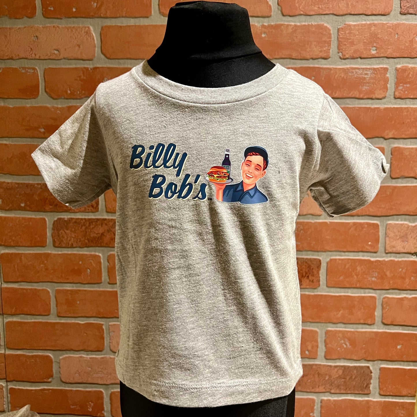 Kids Jersey Short Sleeved Grey Tee "Billy Bob's Burger"