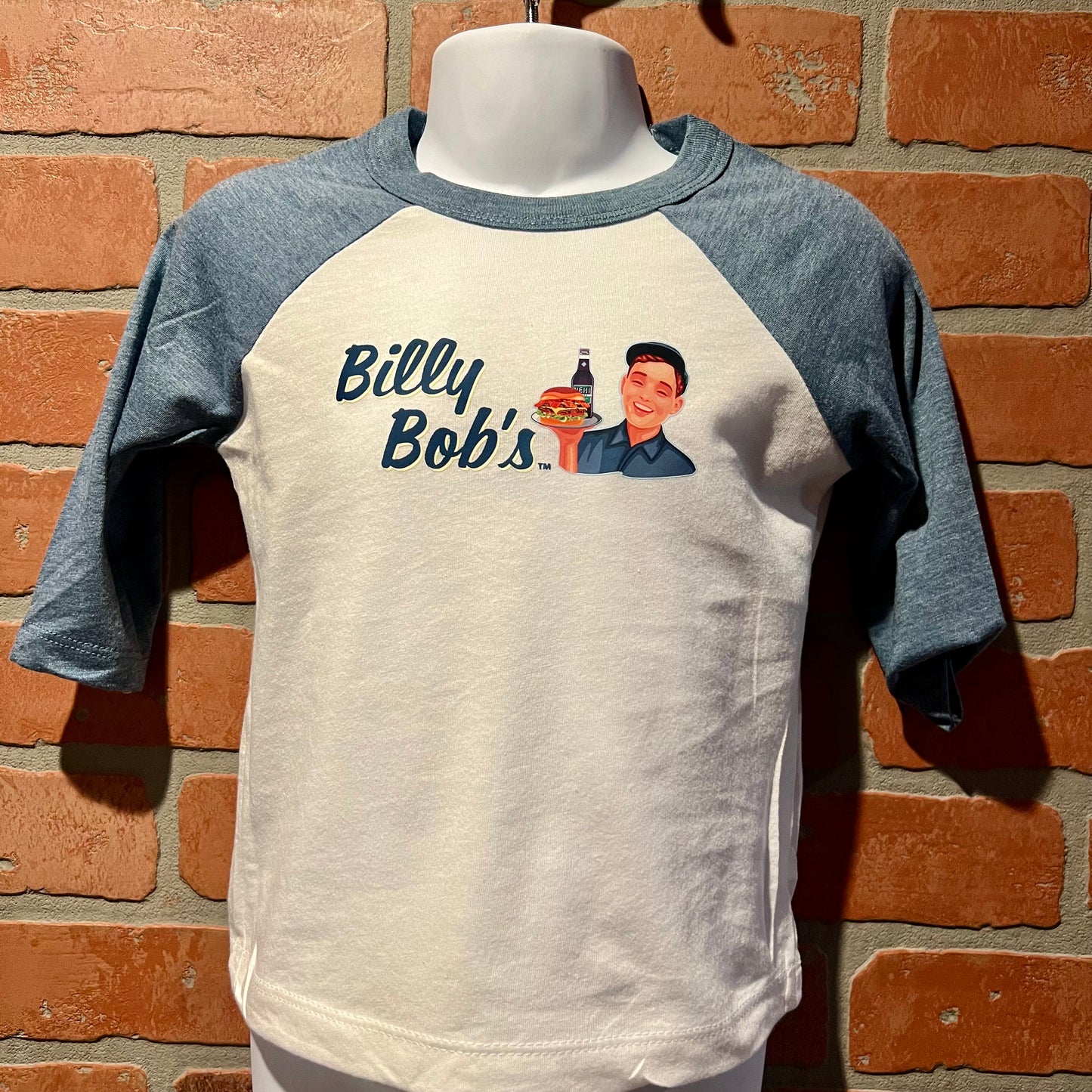 Kids 3/4 Sleeve Baseball Tee " Burger - Billy Bob's"